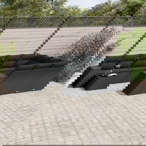 VidaXL 11-dijelni set vrtnih sofa od poliratana s jastucima crni Slike