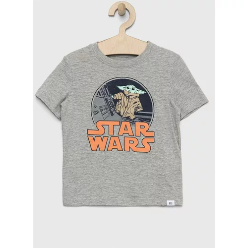 GAP Dječja pamučna majica kratkih rukava x Star Wars boja: siva, s tiskom