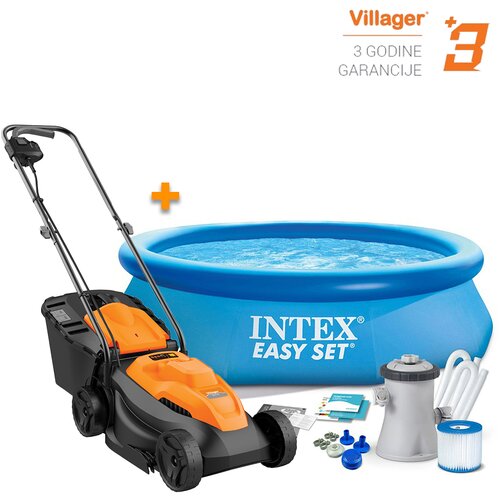 Villager električna kosilica 1220 prime, 1200W + intex easy set okrugli bazen, sa pumpom, 3.05x0.76 Cene