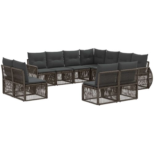 vidaXL Vrtna sedežna garnitura 11 pcs Siva in temno siva poli ratan, (5000271604) Cene