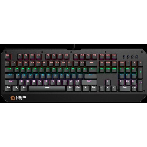 Canyon Hazard GK-6 Wired multimedia gaming keyboard with lighting effect 108pcs rainbow LED Numbers 104keys EN double injection layout cable length 1.8M 450.5*163.7*42mm 0.90kg color black Cene