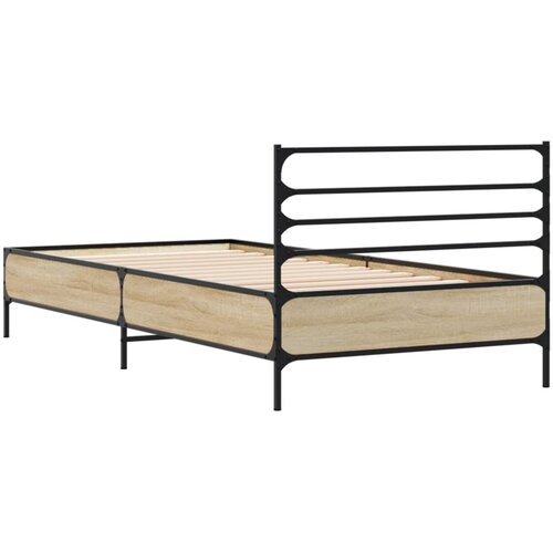  Okvir za krevet boja hrasta 75x190 cm konstruirano drvo i metal Smeđa 75 x 190 cm Slike