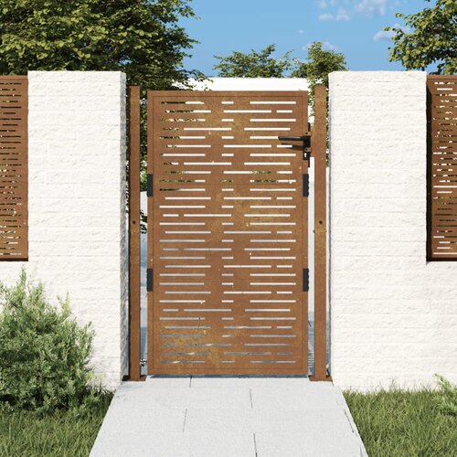 VidaXL Vrtna vrata 105x130 cm corten jeklo kvadraten dizajn Slike