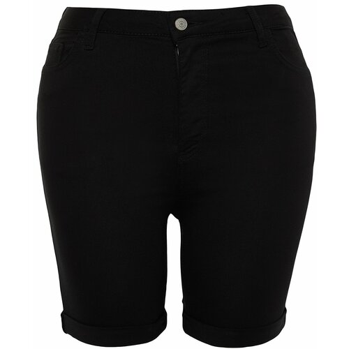 Trendyol Curve Black Non-Fading High Waist Flexible Skinny Shorts Cene
