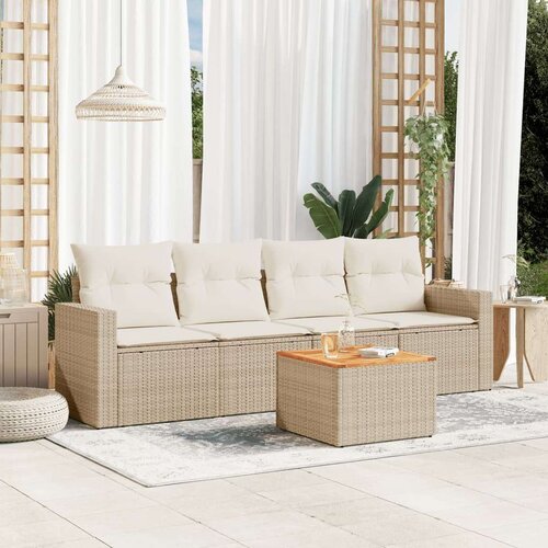 vidaXL 5-dijelni vrtni set sofa s jastucima bež od poliratana Cijene