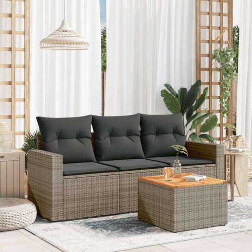 VidaXL 4-dijelni set vrtnih sofa od poliratana s jastucima sivi Slike