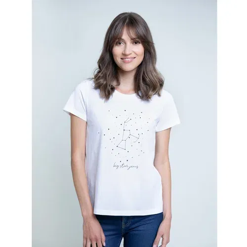 Big Star Woman's T-shirt_ss T-shirt 152113 Cream Knitted-101