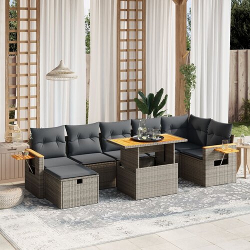 vidaXL 8-dijelni set vrtnih sofa od poliratana s jastucima sivi Cijene