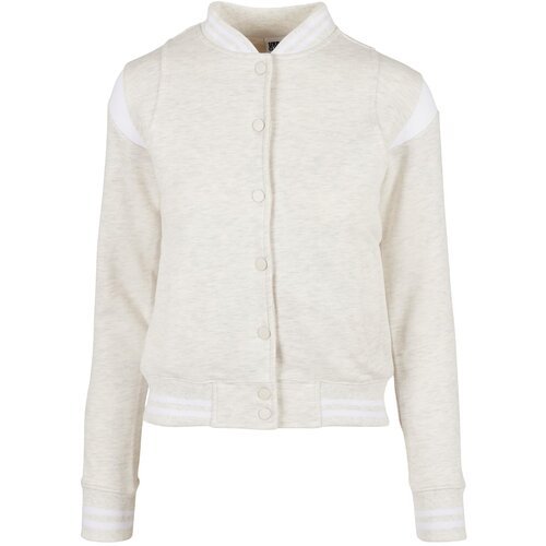 Urban Classics Women's College Sweat Jacket Light Grey/White Cene