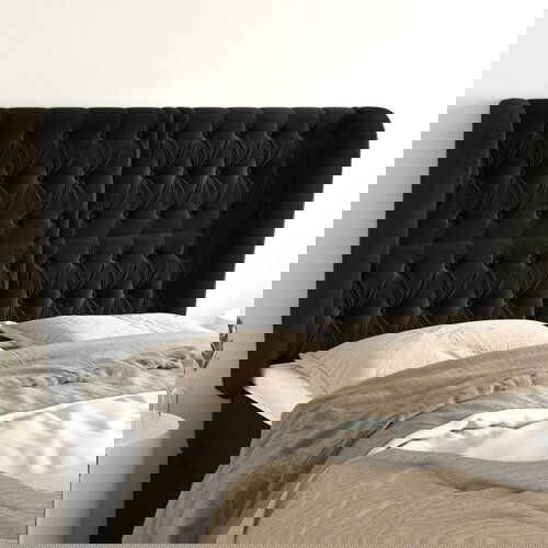 vidaXL Uzglavlje s ušima crno 147x23x118/128 cm baršunasto Cijene