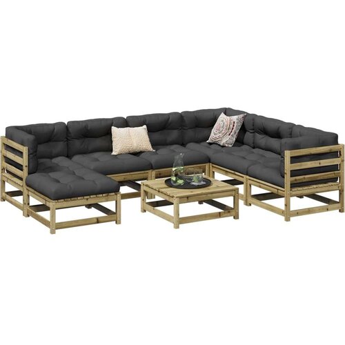  8-dijelni set vrtnih sofa s jastucima od impregnirane borovine Slike