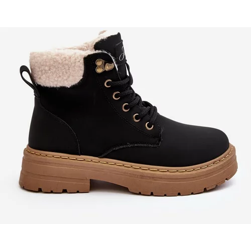 Kesi Women's leather boots with sheepskin, black Lynnvia