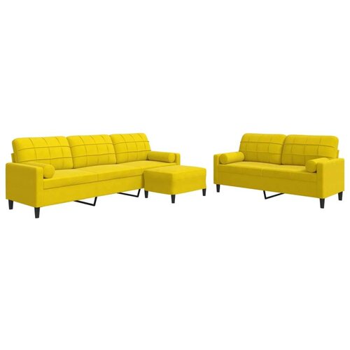  3-dijelni set sofa s jastucima žuti bar&amp;scaron;unasti Slike