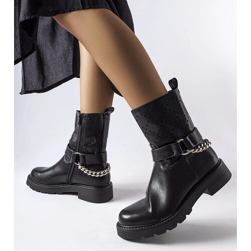 Gemre Black lace-up ankle boots with chain Procopio Cene