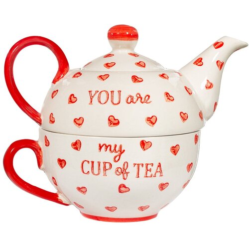 Sass &amp;amp; Belle Crveni/bijeli keramički servis za čaj You are My Cup of Tea &amp;ndash; Slike