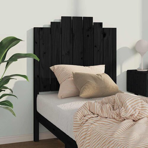  Uzglavlje za krevet crno 81 x 4 x 110 cm od masivne borovine Slike