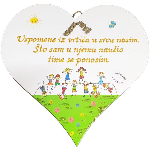 Poklon Dobra Ideja Drveno srce Uspomena iz vrtića Cijene