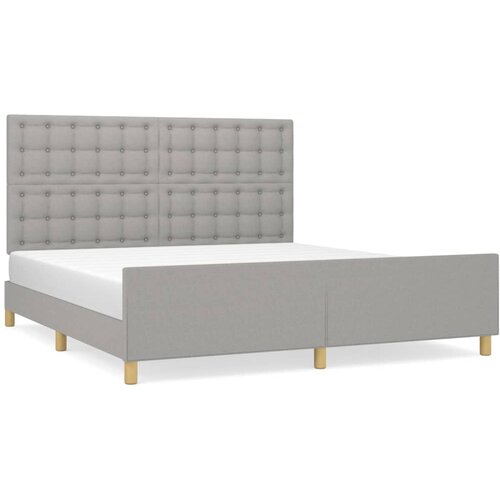 Maison Chic Posteljni okvir - Dvoposteljna postelja - Zakonska postelja z vzglavjem svetlo siv 180x200 cm blago-J6128, (21761089) Slike