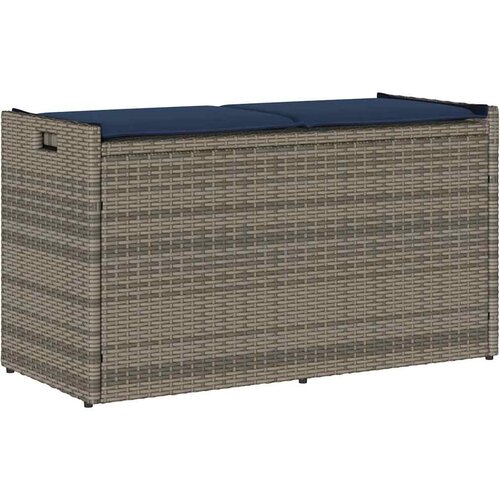 vidaXL Zunanja klop za shranjevanje z blazino Grey 100 cm poli ratan Cene