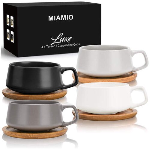 Miamio set skodelic za kapučino, luxe sivo-črn (4x320 ml) Cene