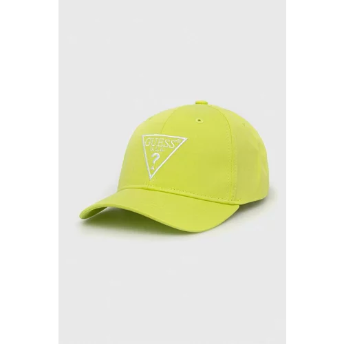 Guess Bombažna bejzbolska kapa zelena barva