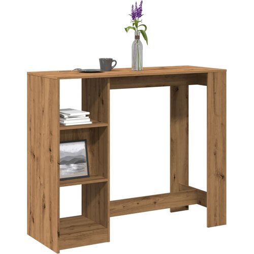  Barski stol s policom boja hrasta 124x46x103,5 cm drveni Slike