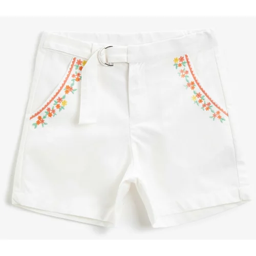 Koton Girl's Ecru Pocket Detailed Shorts Cotton