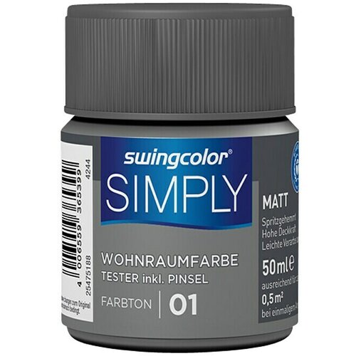 SWINGCOLOR NOTRANJA DISPERZIJSKA BARVA SIMPLY ŠT.01 (50 ml, siva) Cene