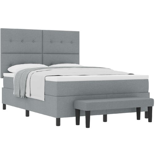 VidaXL okvir postelje z vzmetnico Komplet 2 Siva Tkanina 140 x 190 cm, (22067364) Slike