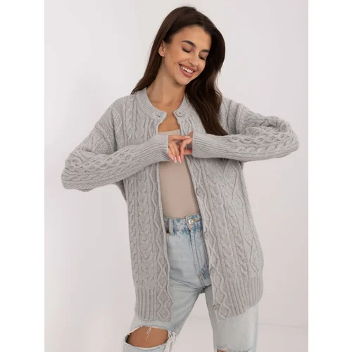 Fashion Hunters Grey long cardigan with cuffs