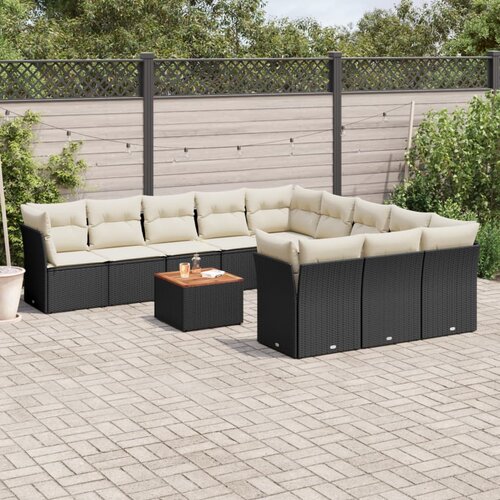  12-dijelni set vrtnih sofa od poliratana s jastucima crni Cijene