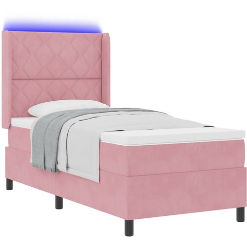 VidaXL Box Spring postelja z vzmetnico in LED Roza 100x200 cm Velur, (22049724) Slike
