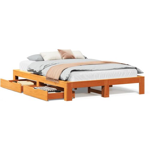 VidaXL Posteljni okvir brez vzmetnice vo&amp;scaron;č. rjav 150x200 cm borovina, (21368858) Slike