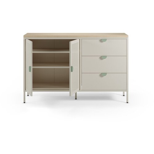 Marckeric Kremno bela/v naravni barvi kovinska komoda 140x90x40 cm Sayla &amp;ndash; Slike