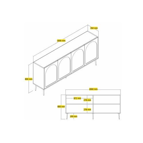 Hanah home Komoda Lyon 80 180x80x35cm Krem-Zlatna Slike