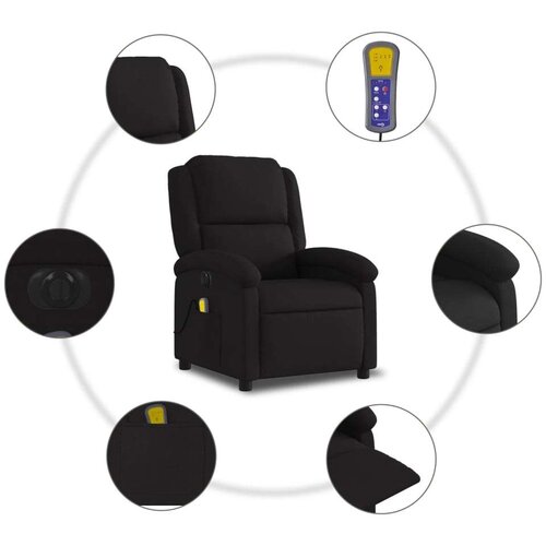 VidaXL Električni masažni naslonjač od tkanine crni Slike