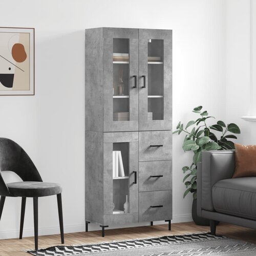 VidaXL Visoka komoda siva betona 69 5x34x180 cm od konstruiranog drva Slike
