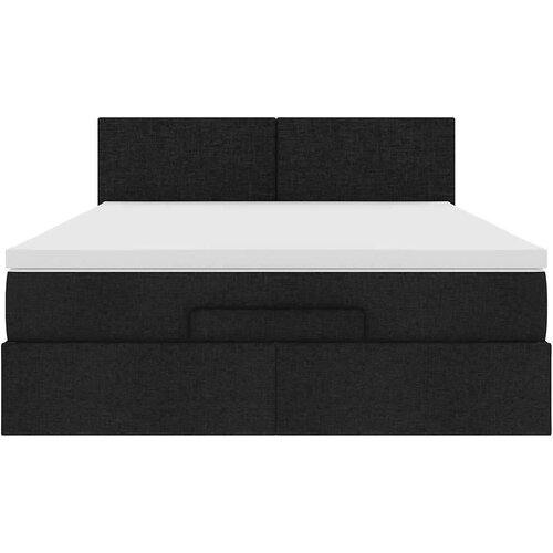 VidaXL Otomanski krevet s madracem crni 140x200 cm tkanine Slike