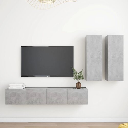 VidaXL 4-dijelni set TV ormarića siva boja betona od iverice Slike