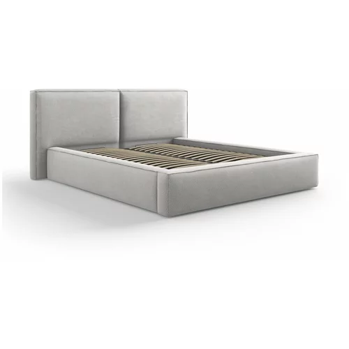 Cosmopolitan Design Svetlo siva oblazinjena zakonska postelja s prostorom za shranjevanje in letvenim dnom 160x200 cm Arendal –