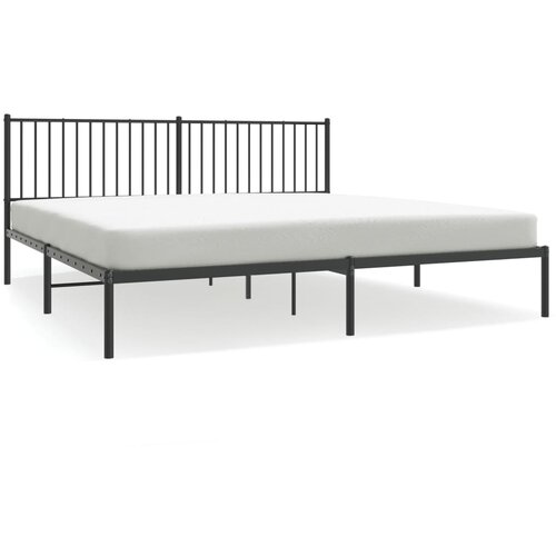 Maison Chic Kovinski Posteljni okvir - Dvoposteljna postelja - Zakonska postelja z vzglavjem črn 200x200 cm, (21692296) Slike