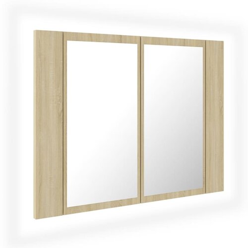 VidaXL LED kopalni&amp;scaron;ka omarica z ogledalom sonoma hrast 60x12x45 akril, (20580188) Slike