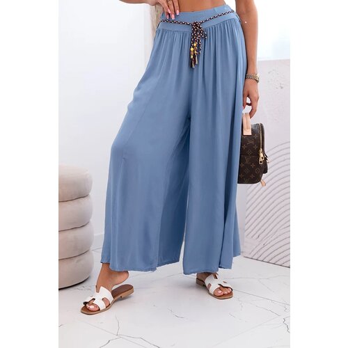 Kesi Włoski Women&amp;#039;s wide-leg viscose trousers Denim Slike