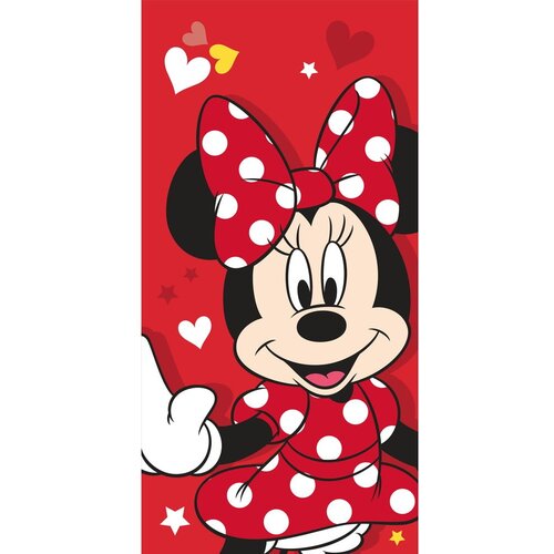 Jerry Fabrics Crveni pamučan dječji ručnik 70x140 cm Minnie "Red heart" – Cijene
