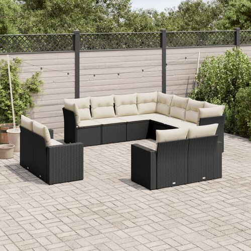  11-dijelni set vrtnih sofa od poliratana s jastucima crni Crna 66 x 62 x 69 cm Cene