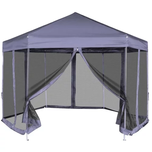  šestkoten Pop-Up šotor s 6 stranicami temno moder 3,6x3,1 m