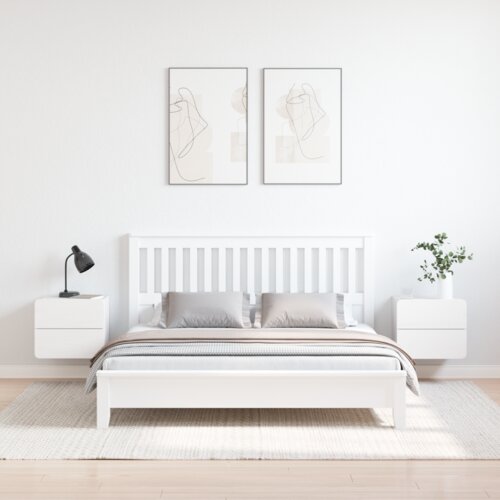 VidaXL Noćni ormarić 2 pcs Bijela 39 x 34 x 33 cm Čvrsta borova drva Slike