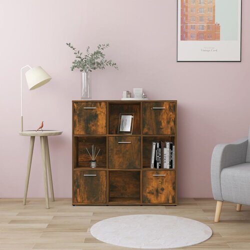 VidaXL Knjižna omara dimljeni hrast 90x30x90 cm inženirski les Slike