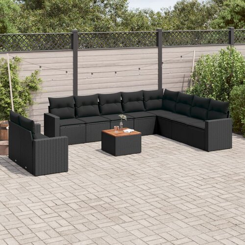  11-dijelni set vrtnih sofa od poliratana s jastucima crni Cijene