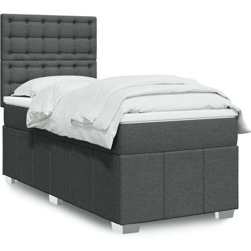 vidaXL Box spring postelja z vzmetnico temno siva 80x200 cm blago Cene